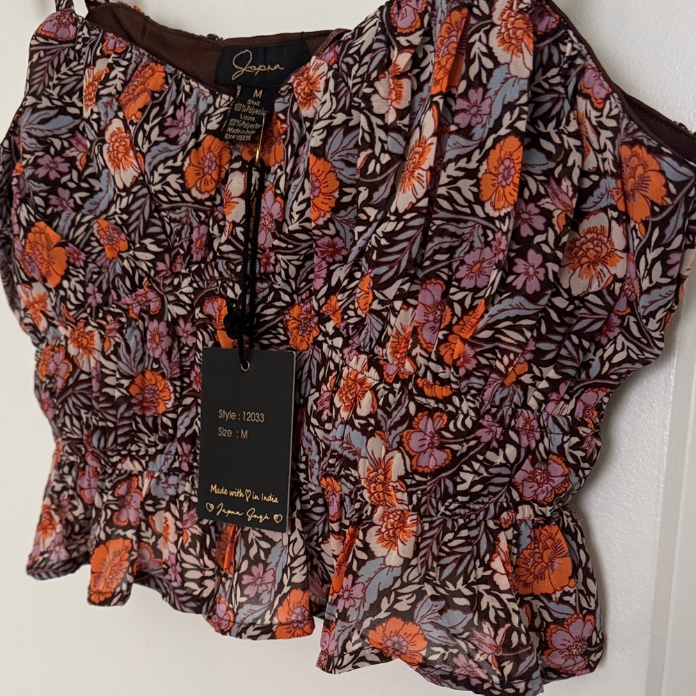 Japna Orange and Purple Floral Crop Top - Picture 5 of 9